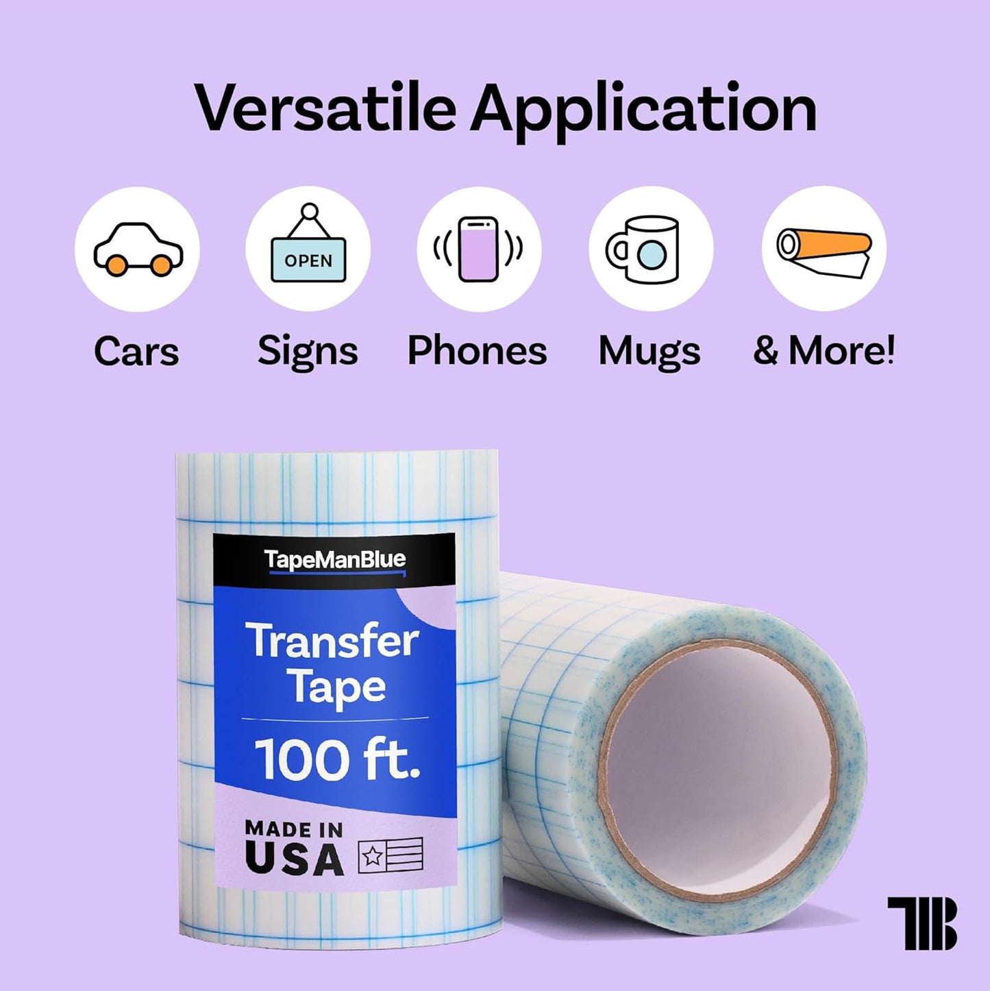 6" x 100' Roll of Clear Transfer Tape for Vinyl, Made in America, Vinyl Transfer Tape with Alignment Grid for Crafts, Decals, and Letters