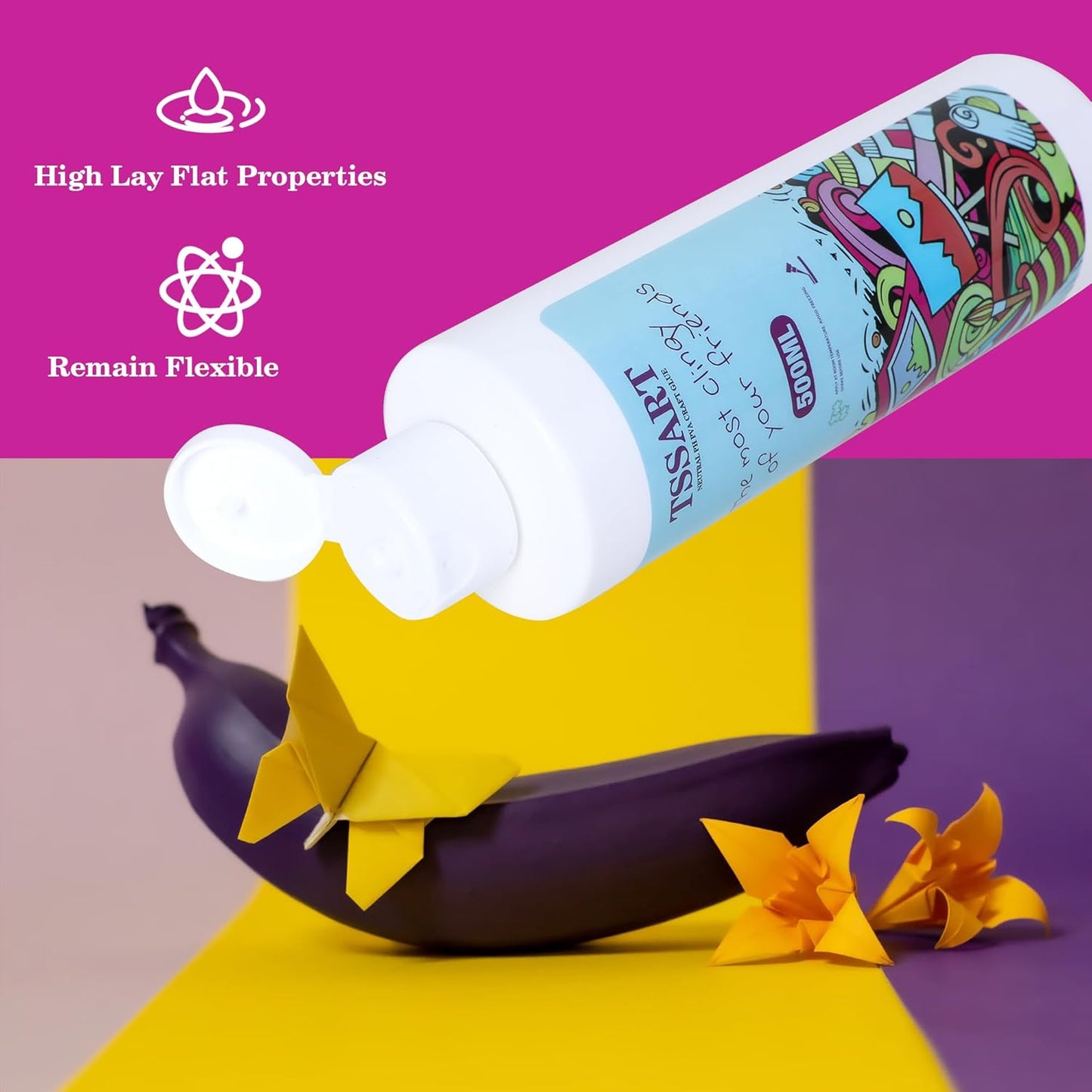 Neutral pH Craft Glue - 16.9floz Acid-Free PVA Formula Water Soluble Glue, Dries Clear and Flexible - Ideal for Arts, Paper, Photography, Scrapbooking and Book Binding - Flip Cap