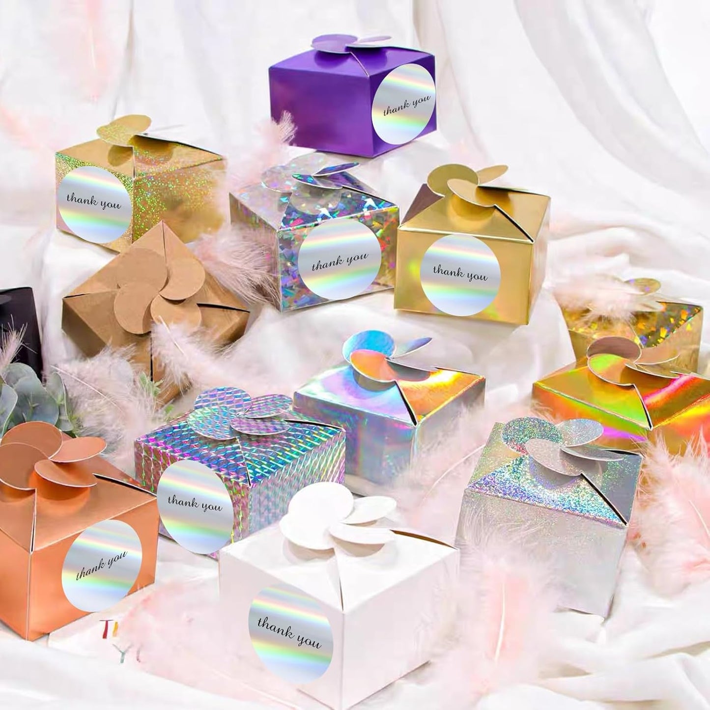 3" Holographic Direct Thermal Label Stickers, Round Printable Rainbow Glitter Thermal Printer Sticker Labels for Gift Wrapping, Self-Adhesive DIY Custom Logo Design- Holographic Silver