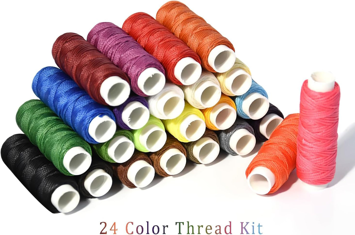 Waxed Thread for Leather Sewing 24 Colors 210D Hand Stitching Thread Waxed Flat Cord for Hand Sewing Book Binding Shoe Repairing