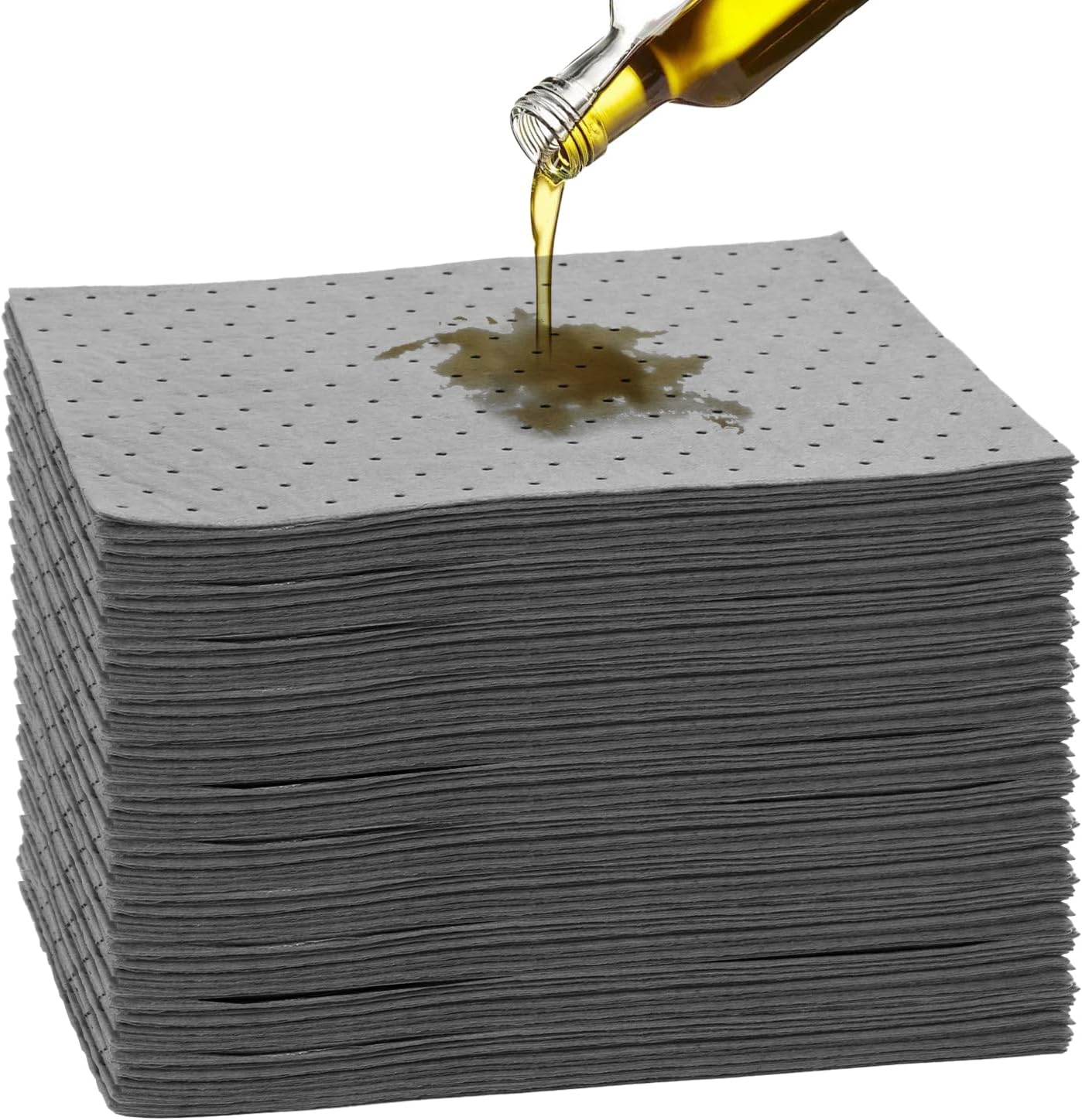 Oil Absorbent Pads Weight Dimpled Pad Garage Accessories Water Absorbent Mat Oil Spill Mat for Oil-Based & Water-Based Fluids Absorbing & Protecting Home Garage Basement (Gray,9.8'' x 13'') (100PCS)
