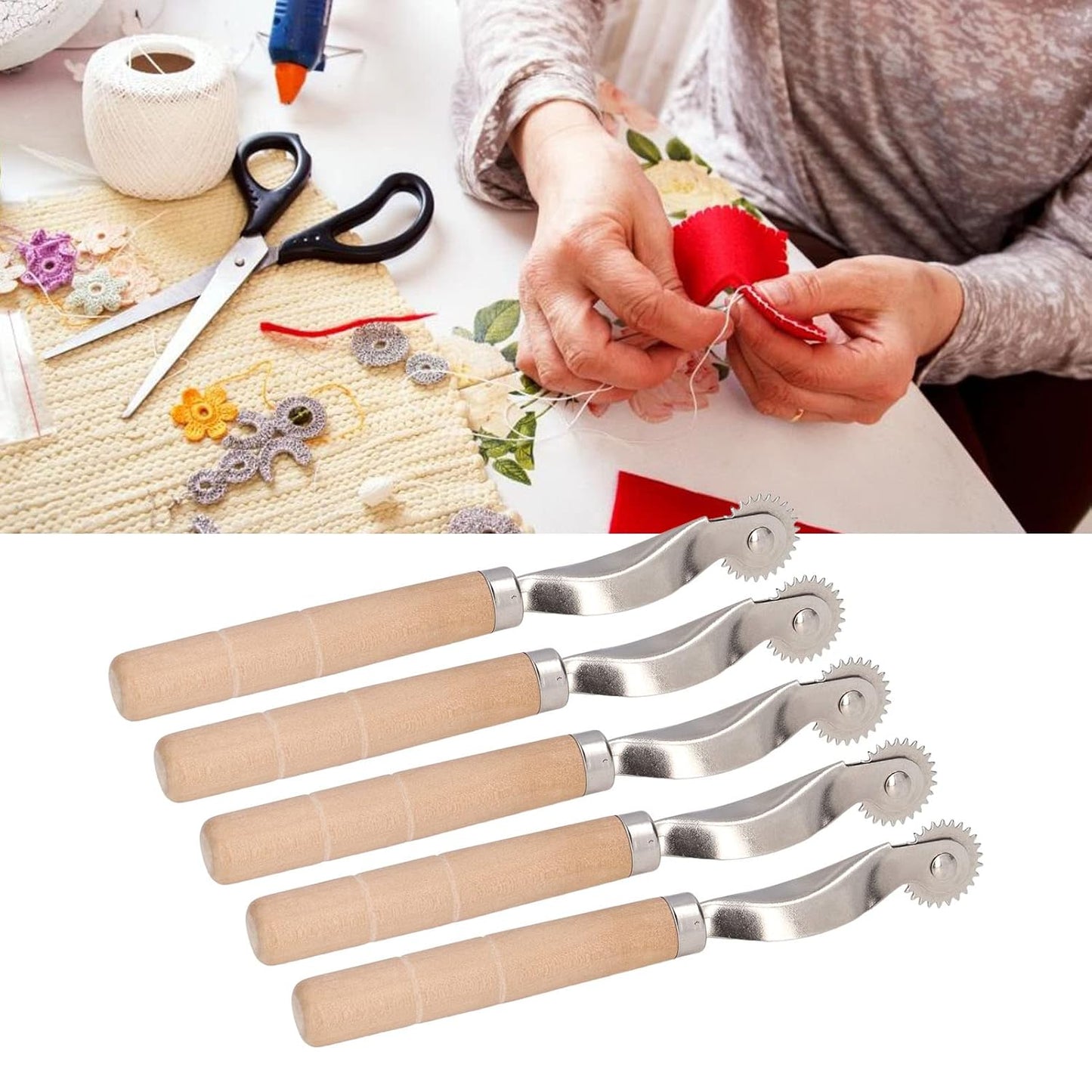 Oumefar 5Pcs Tracing Wheel Paper Perforator Tracing Wheel Serrated Tracing Wheel Serrated Tracing Wheel for Punching Marking, Sewing Tracing Wheel for Sewing Patterns