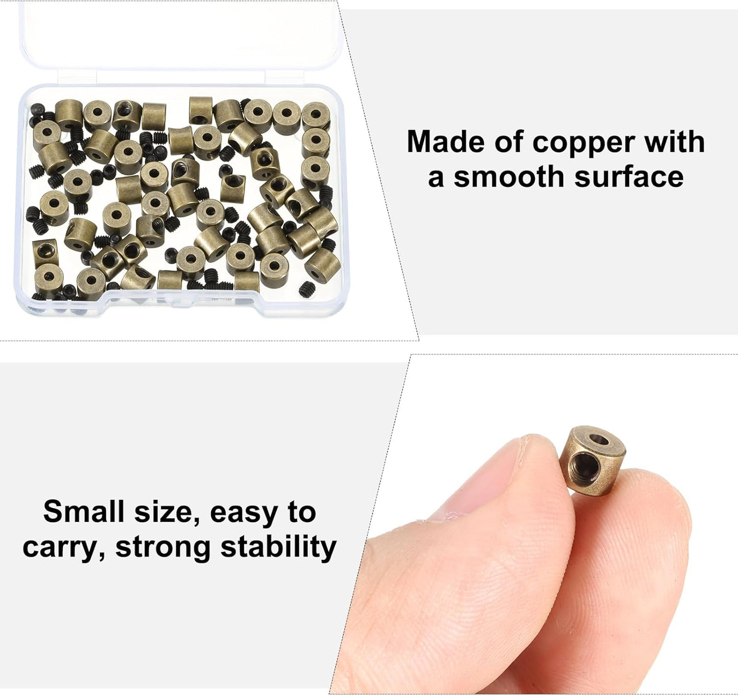 MECCANIXITY 50 Pcs Metal Locking Pin Backs, Locking Pin Keepers Clasp 5mm(H) with 4 Wrench Replacement in Storage Case for Badge, Brooch, Copper Tone