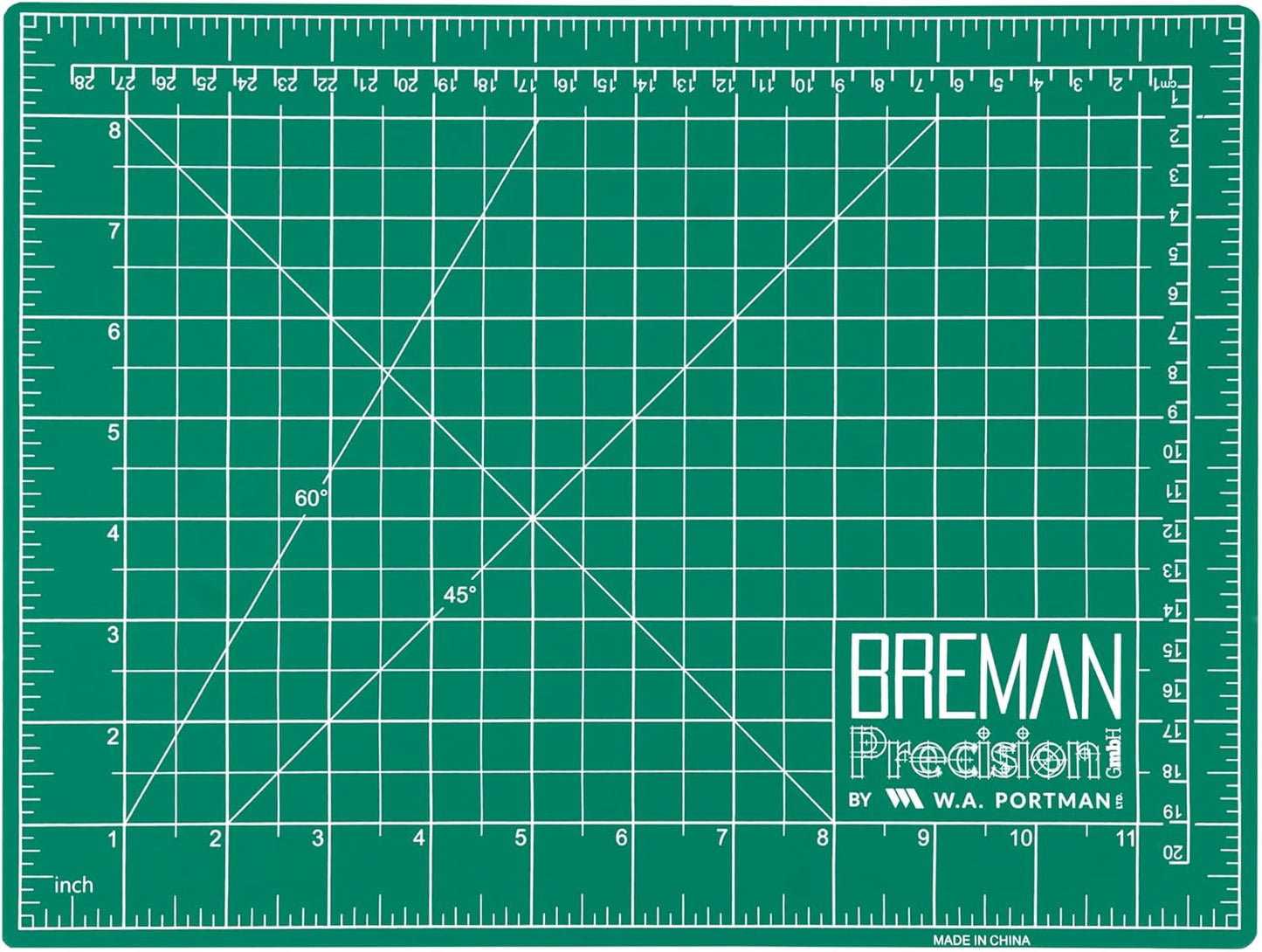 Breman Precision 9x12 Inch Self Healing Cutting Mat - 2-Sided 5-Ply PVC Green/Black Cutting Mats for Crafts, Sewing, Quilting and DIY Projects - Durable and Non-Slip Design with Precise Grid Lines