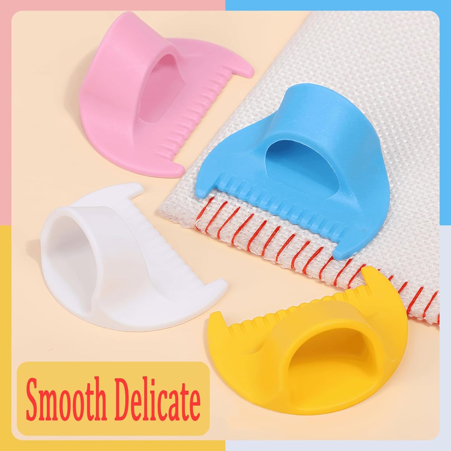 2 PCS 3mm Edge Lock Seam Guide, Mini Sewing Finger Ruler for Hand Sewing, DIY Sewing Kit Tool, Sewing Needle Gauge Measuring Guide, White