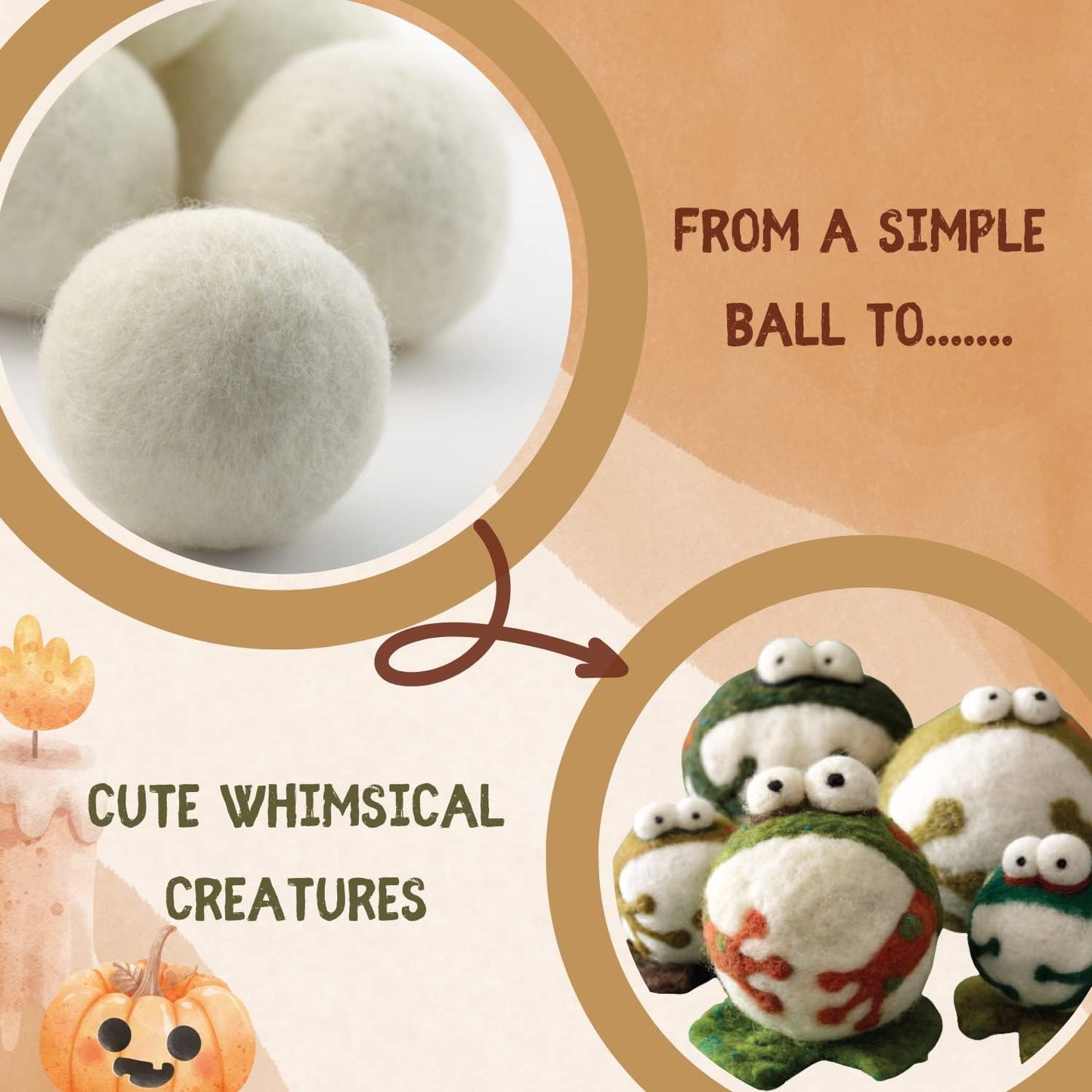 Woolbuddy Felt Balls – 20pcs Large 2.7” White Wool Pom Poms with Drawstring Bag – White Felt Balls for Crafts, DIY Garland, Christmas Ornaments, Needle Felting Projects