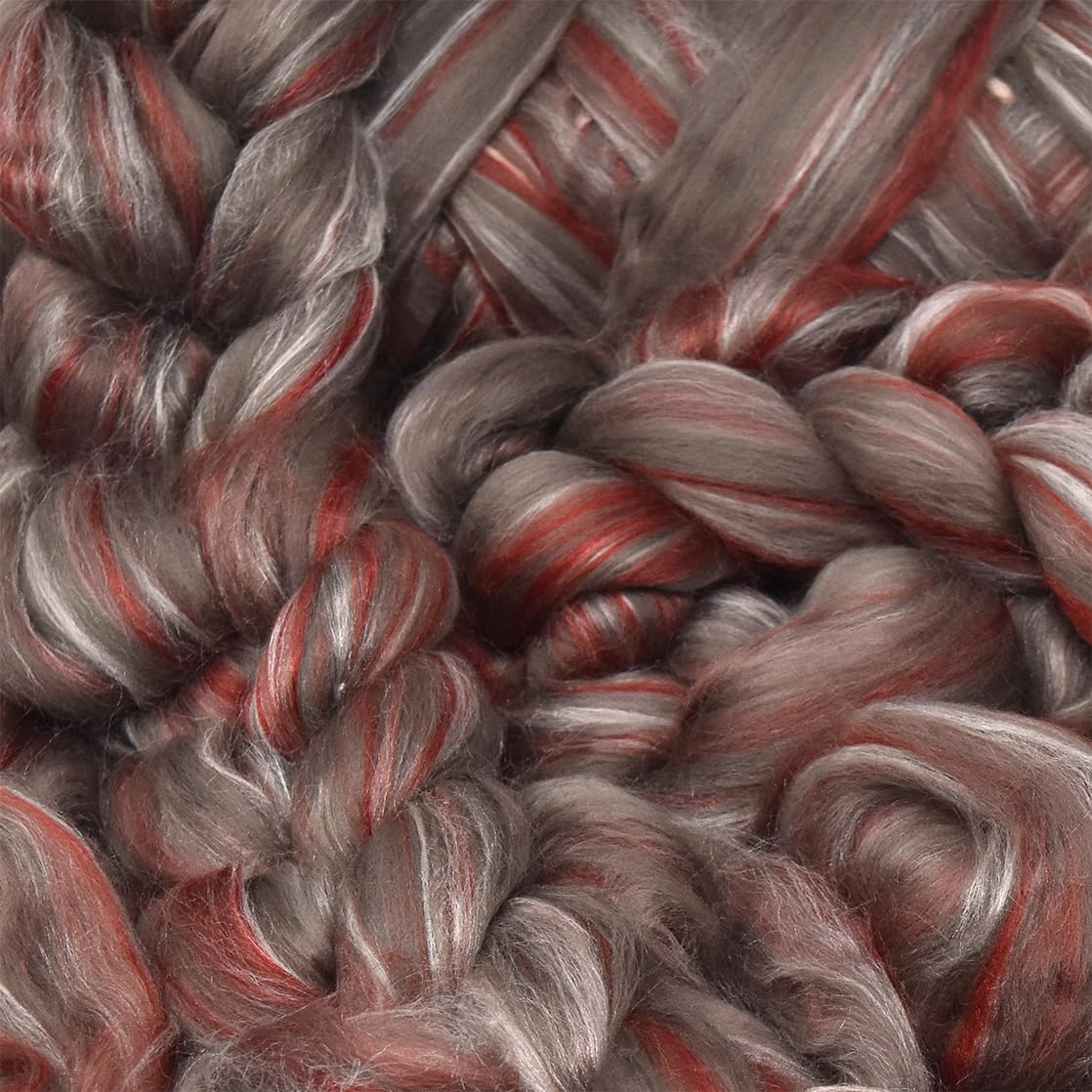Merino Silk Luxe Tonal Designer Blend. Superfine Merino, Mulberry, Tussah Silk. Top Roving for Spinning or Felting. Sienna Sunset 1oz