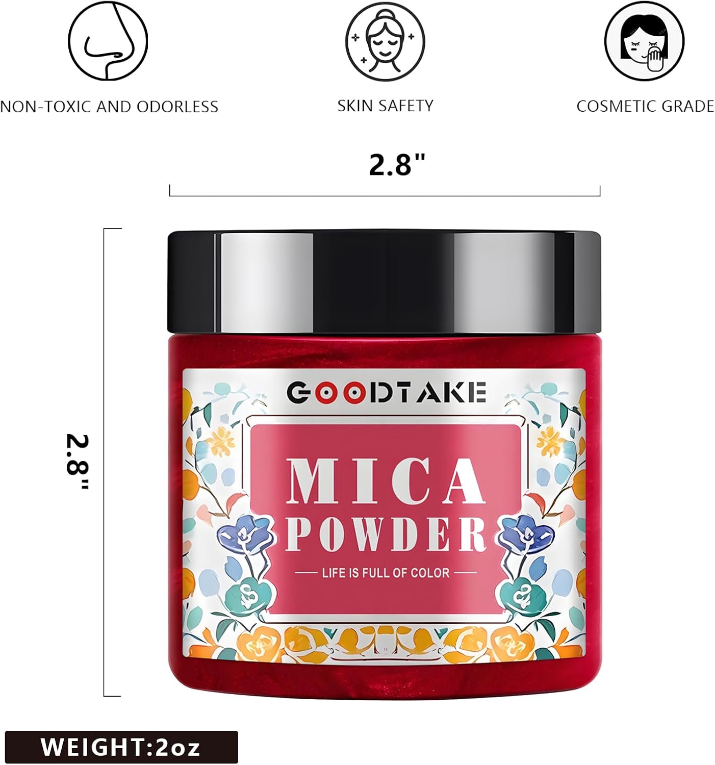 GOODTAKE Pearl White Mica Powder, Mica Pigment Powder for Soap Making, Candle Making, Epoxy Resin, Slime, Nail Polish, Eye Shadow - Natural Mica Powder for Resin (Pearl White, 2 oz)