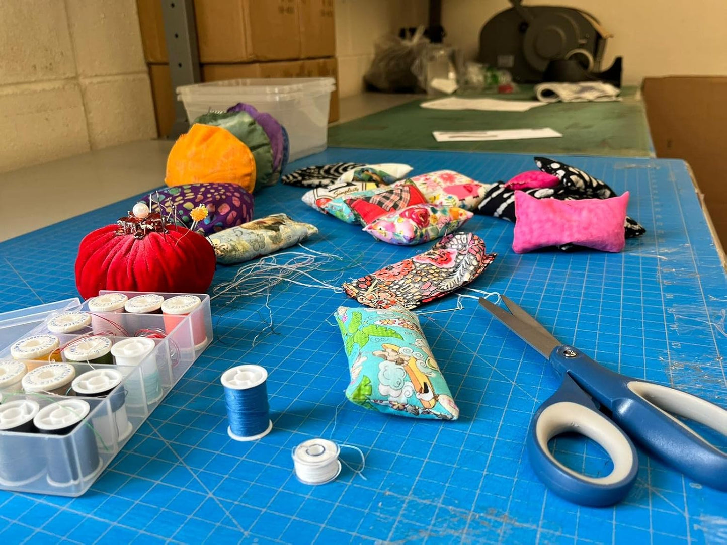 Emery Pin Cushion for Sewing - Filled with Abrasive Emery Sand - Handmade in USA (2"x3", Cherries on Black)