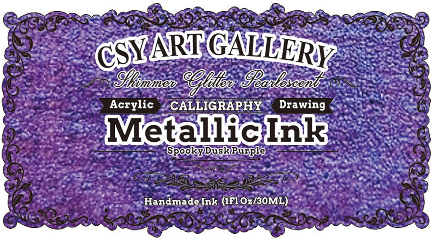 CSY Art Gallery Professional Acrylic Paint Ink for Artist, 1-oz (30ml) Jar for Epoxy Resin Painting,Rock, Calligraphy,Fabric,Drawing (Spooky Dusk Purple)