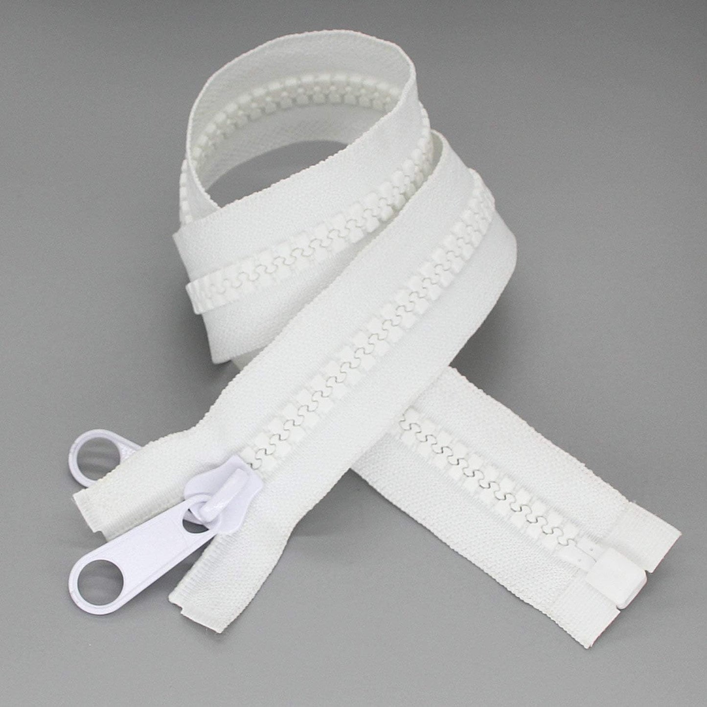 Leekayer 2PCS #10 36 Inch Heavy Duty Zippers for Sewing Separating Large Plastic Zippers White Tape with Double Pull Tab Slider, Sleeping Bag, Boat, Canvas, Cover, Trampoline, Dog Bed,Tent (36" 2pcs)