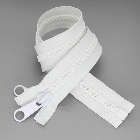 Leekayer 2PCS #10 36 Inch Heavy Duty Zippers for Sewing Separating Large Plastic Zippers White Tape with Double Pull Tab Slider, Sleeping Bag, Boat, Canvas, Cover, Trampoline, Dog Bed,Tent (36" 2pcs)