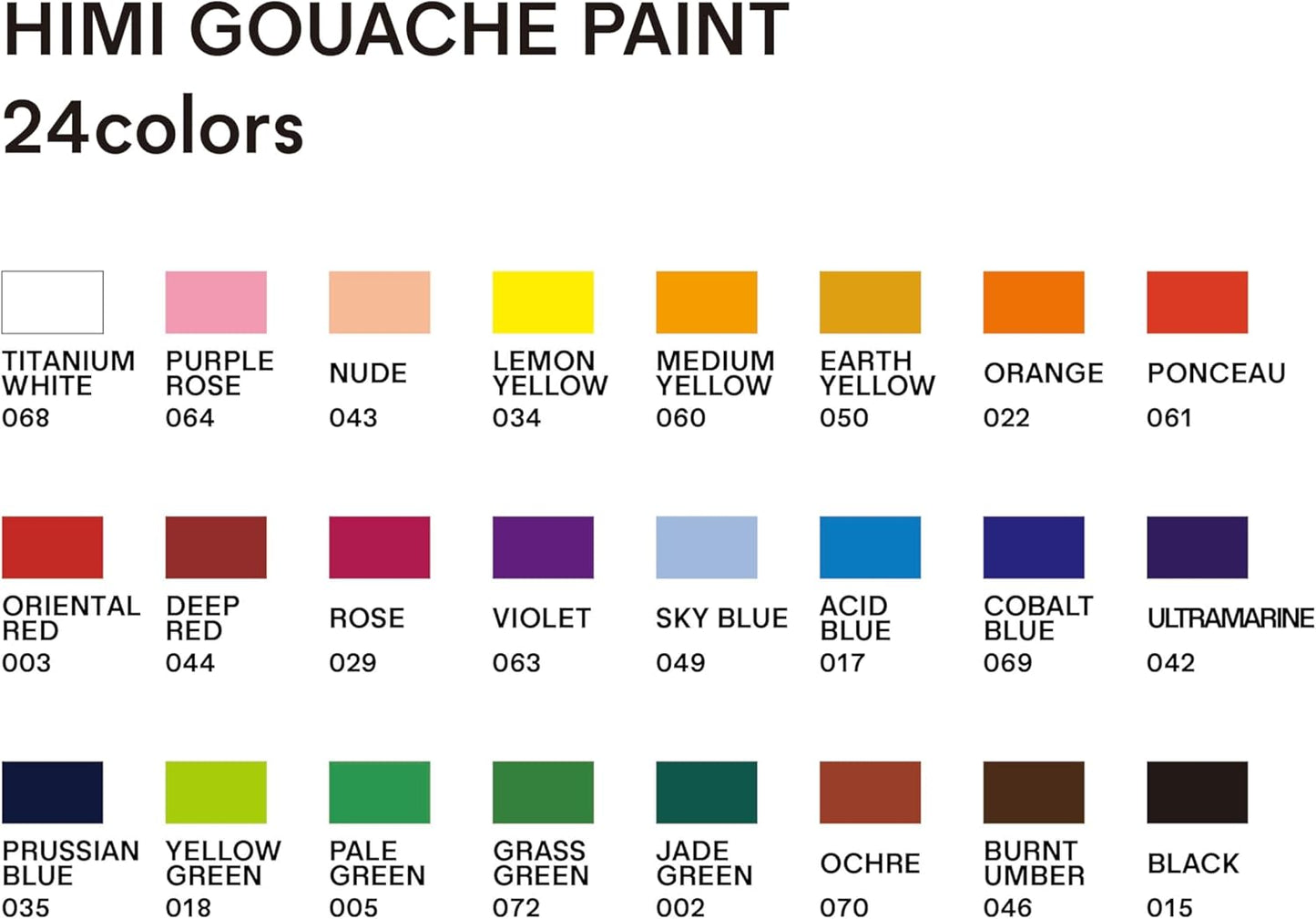 HIMI Gouache Paint Tube Set -24 Colors 12ml, with Rich Pigments, Gouache paint Non-Toxic, suitable for Beginners, Artists, and Hobby Painters. Beautiful Gifts for Art Supplies Painting（24 colors）