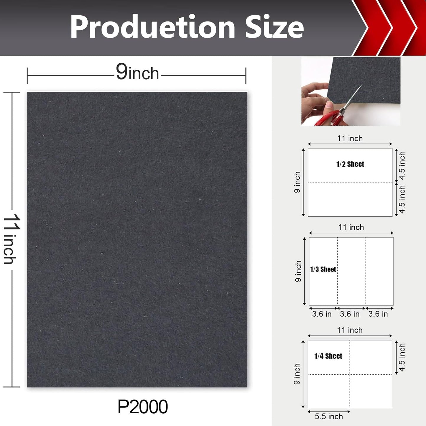 2000 Grit Sand Paper, 12Pcs Wet or Dry Sandpaper Assortment Sandpaper for Wood Metal Furniture Hand Sander Sand Paper Set Sandpaper Sheets Cut for Use 9" x 11"/12 Sheets