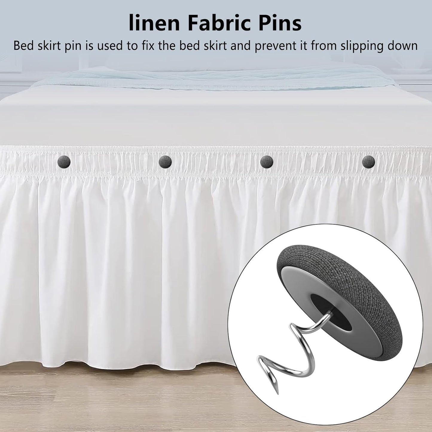 12 Colors Fabric Covered Button Twist Pins Dust Ruffle Pins- for Sofa，Upholstery，Armchair Caddies, Armrest Covers,Bed Skirts, Slipcovers, Headliners (Dark Grey, 12)