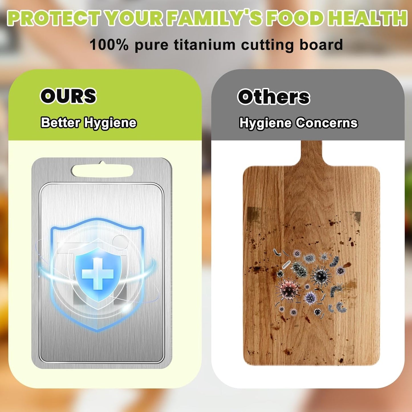 Titanium Cutting Board with Juice Groove-Pure Titanium Cutting Boards For Kitchen，Double-Sided Metal Chopping Board Titanware Cutting Mat for Cutting Meats, Fruits & Vegetables (11.4"L x 7.9"W)