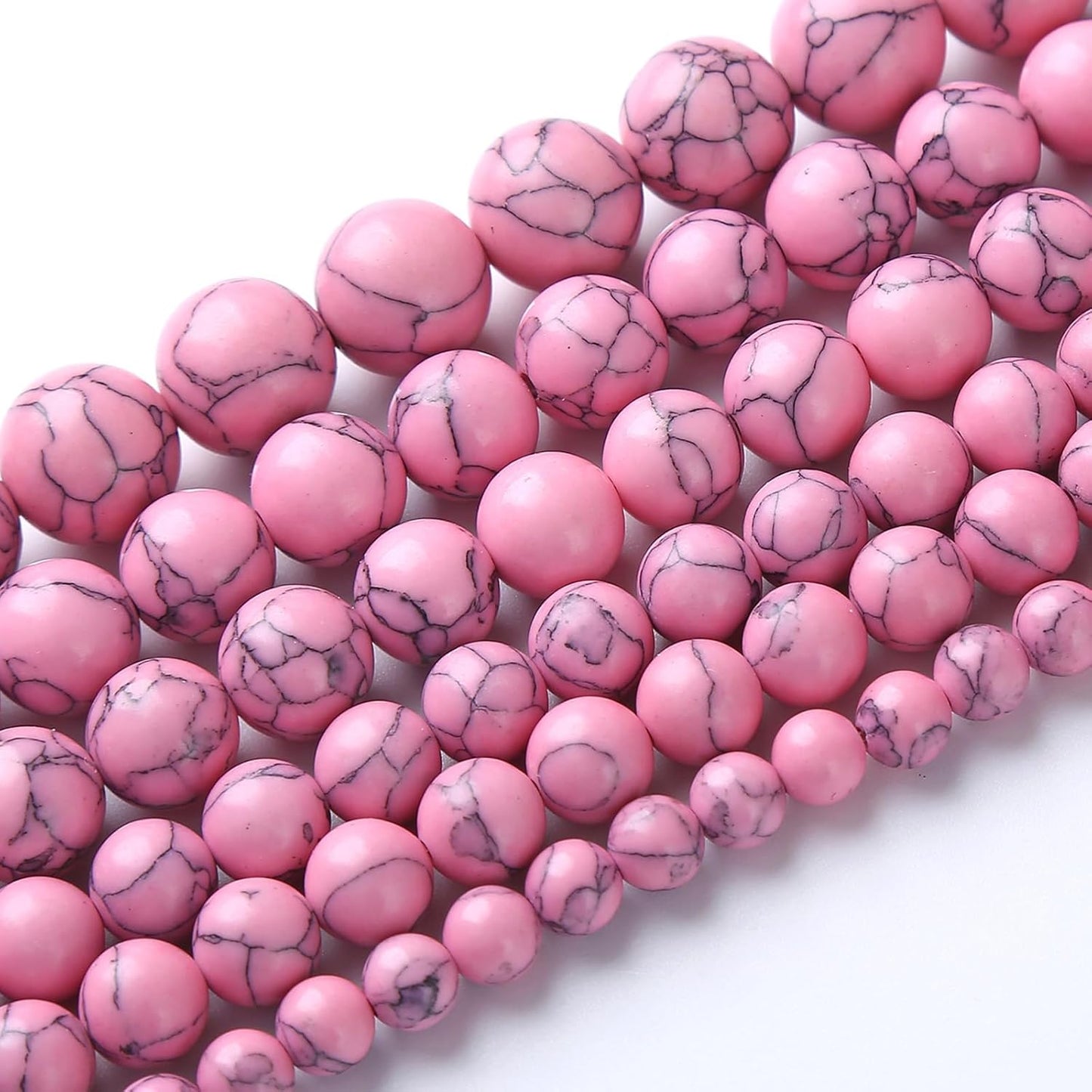 60pcs 6mm Pink Turquoise Beads Natural Stone Round Loose Spacer Beads for Jewelry Making DIY Bracelet Necklace 1 Strand 15inch
