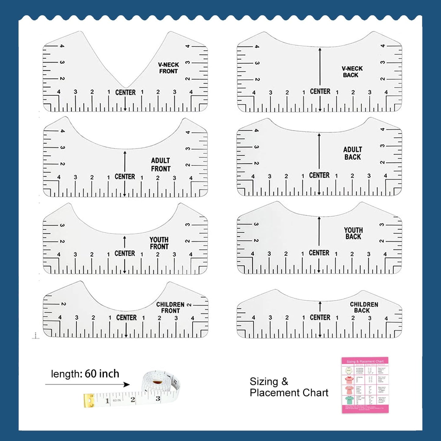 Vowlove Tshirt Ruler Guide for Vinyl Alignment - Tee Shirt Centering Designs Alignment Tool, T-Shirt Measurement Ruler Graphics Placement, Sublimation Blanks Accessories Heat Press Screen Printing