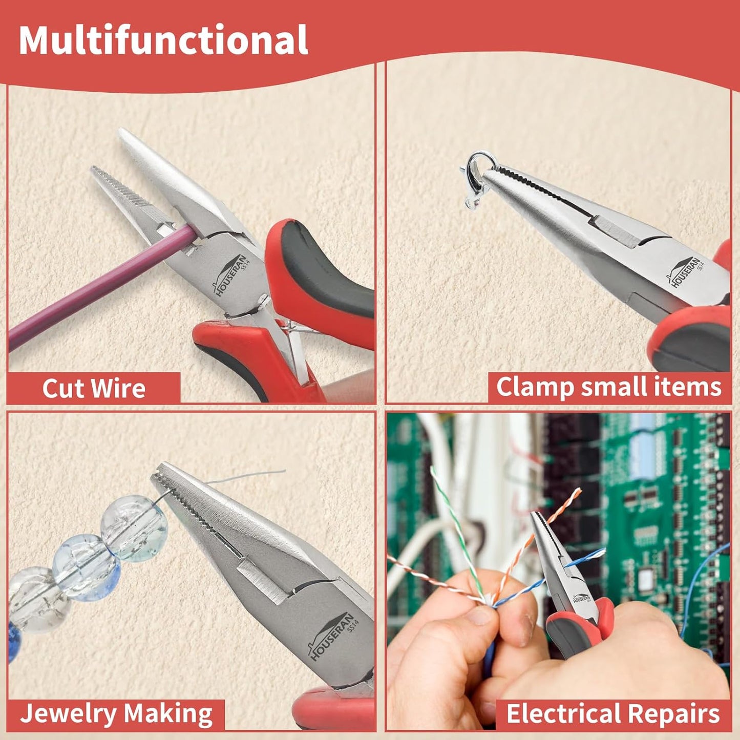 Small Needle Nose Pliers 5"-5 Pack Mini Needle Nose Pliers, Spring Loaded Needle Nose Pliers, Jewelry Pliers Needle Nose for Jewelry Making