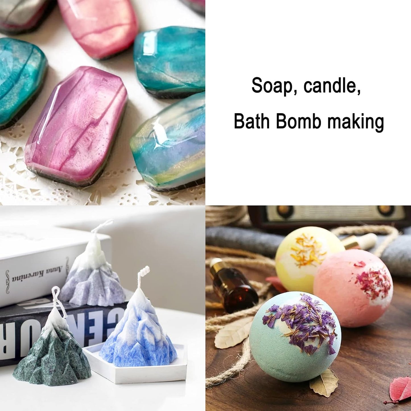 Mica Powder, 60 Color Resin Pigment, Natural Cosmetic Grade Shimmer Mica Powder for Epoxy Resin/Bath Bombs/Candle/Quicksand/Soap/Lip Gloss/Slime. Candle Dye,Soap Making Dye