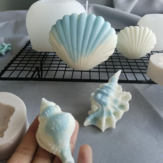 4 Pack Silicone Conch Resin Sea Shell Mold For Candles and Soap - Candle Making Mold