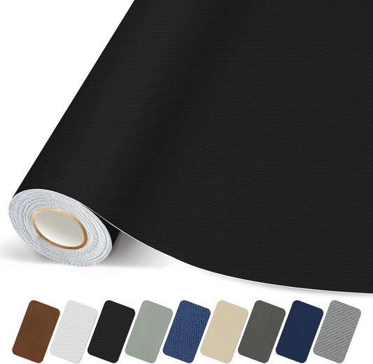 Canvas Repair Patch, Strong Sticky Fabric Repair Tape, Self-Adhesive Fabric Patch for Sofas, Tote Bags, Clothing, Car Seats, Furniture (Black, 3.5X79 Inch)