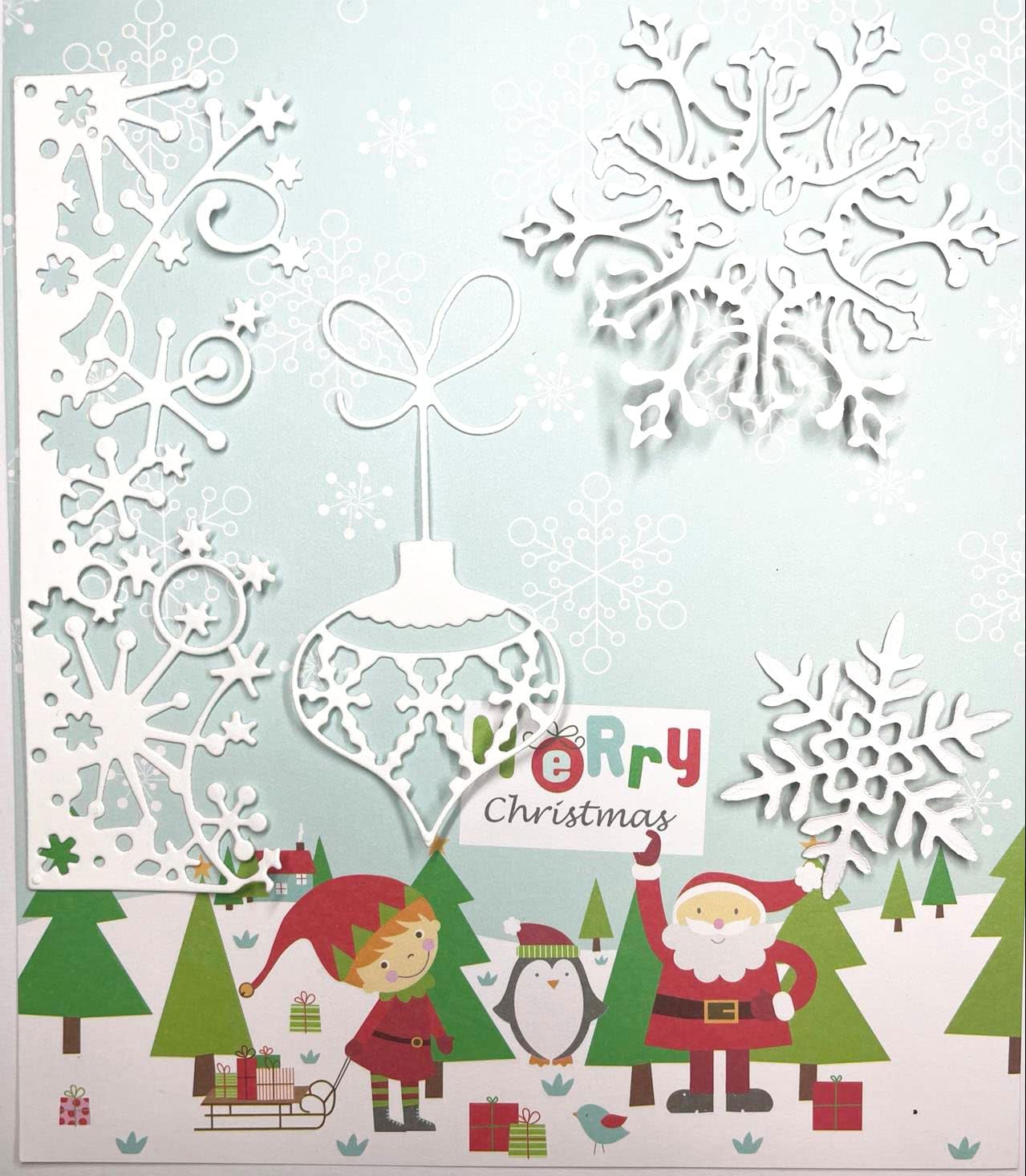 Metal Cutting Dies for Paper Card Making DIY Merry Christams Embossing Stencil Template Scrapbooking Mold Photo Album Arts Crafts Tools (Christmas Snowflake lantern-12x7.5cm)