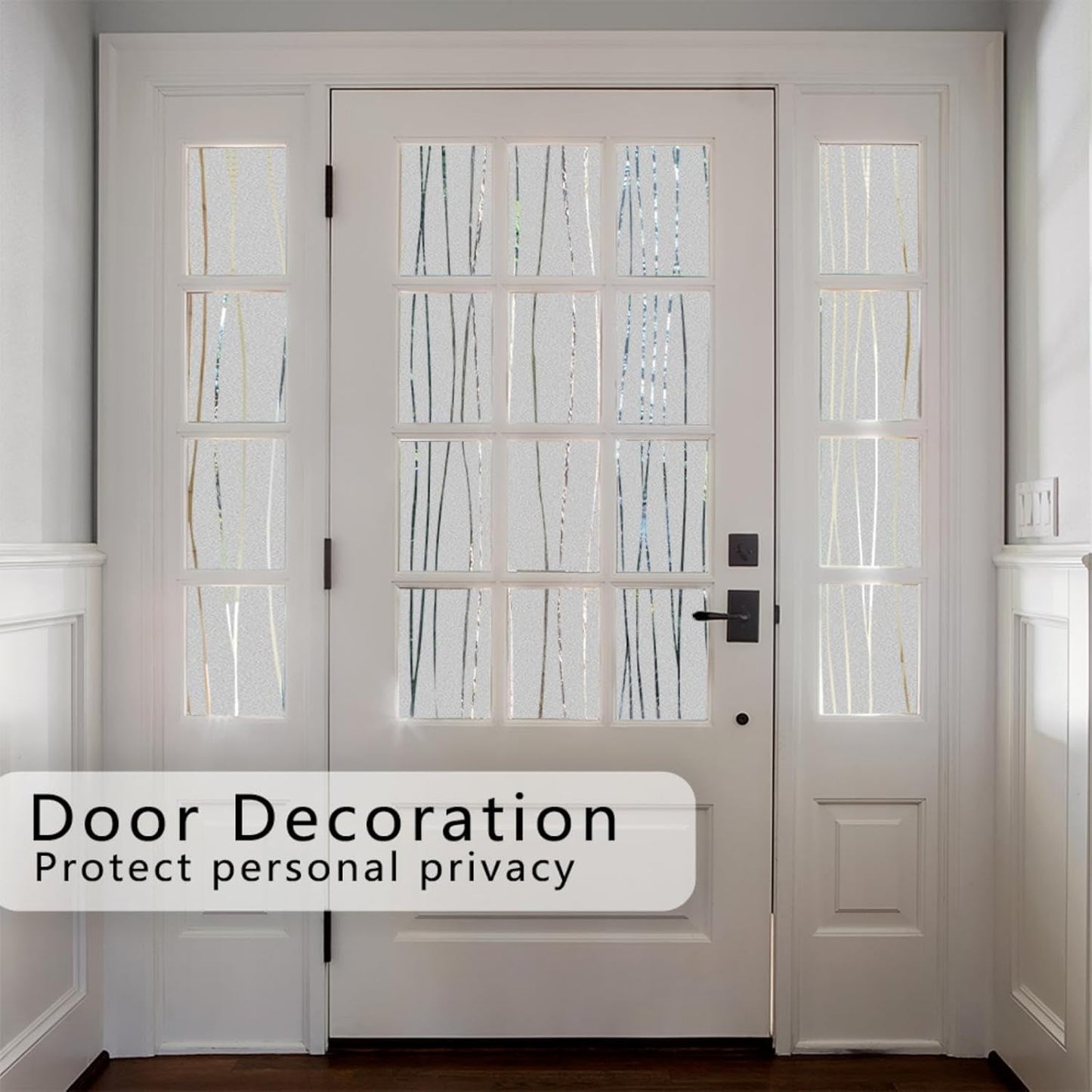 Finnez Window Privacy Film Decorative Frosted Window Cling Privacy Film for Glass, Non-Adhesive Heat Anti-UV for Home Office Living Room, Irregular Stripe Patterns, 29.5 x 157.4 Inches