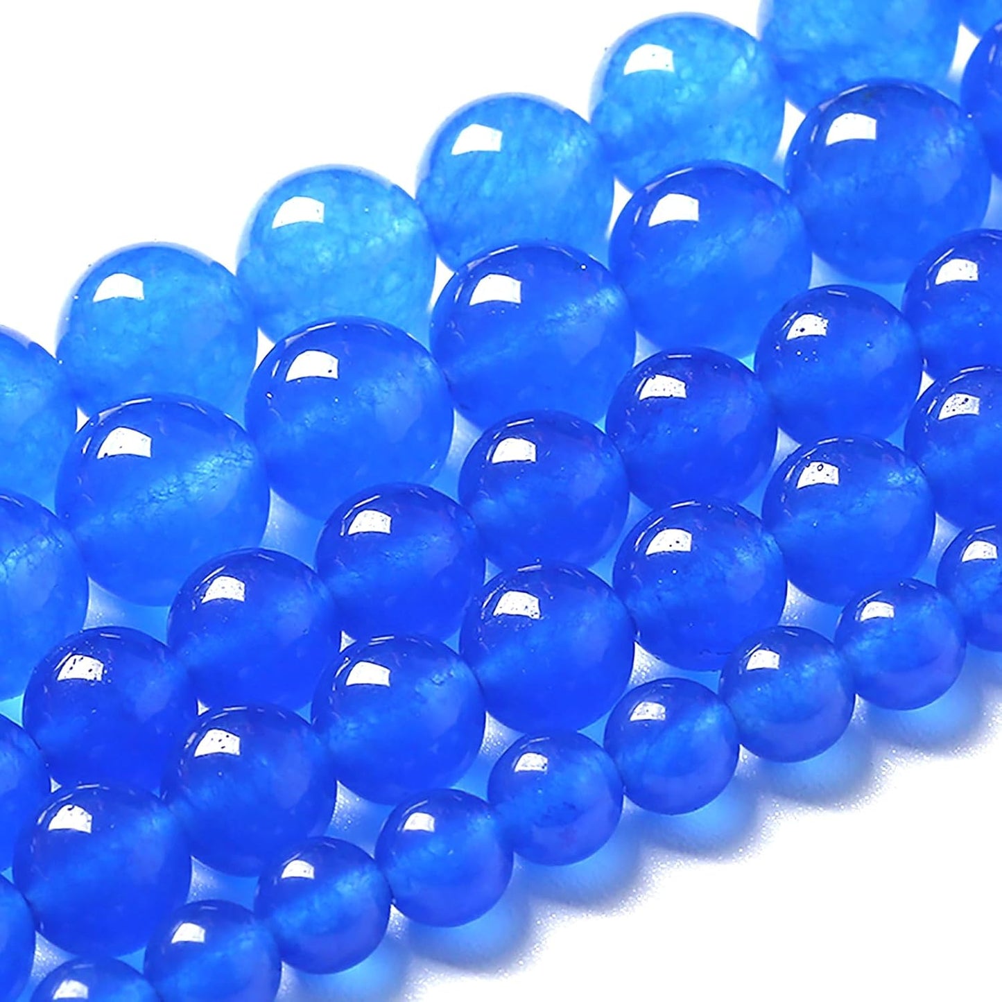 8MM Natural Purplish Blue Chalcedony Stone Beads Crystal Energy Round Loose Beads for Jewelry Making Bracelet 90pcs 2 Strands 32"