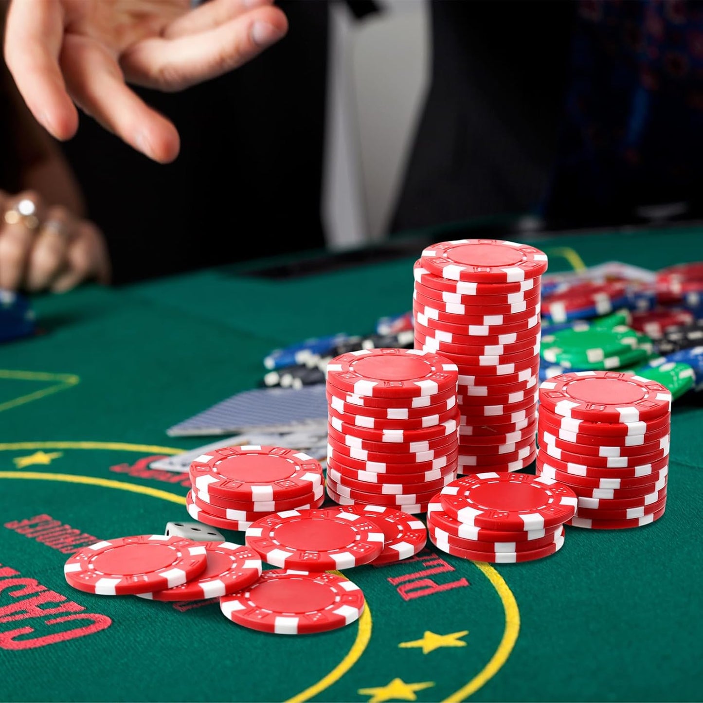 100 Pcs 11.5 Gram Poker Chips ABS Monte Carlo, 40 mm Bingo Chips Tokens Markers Blank Counting Bulk for Blackjack, and Card Night Poker Games