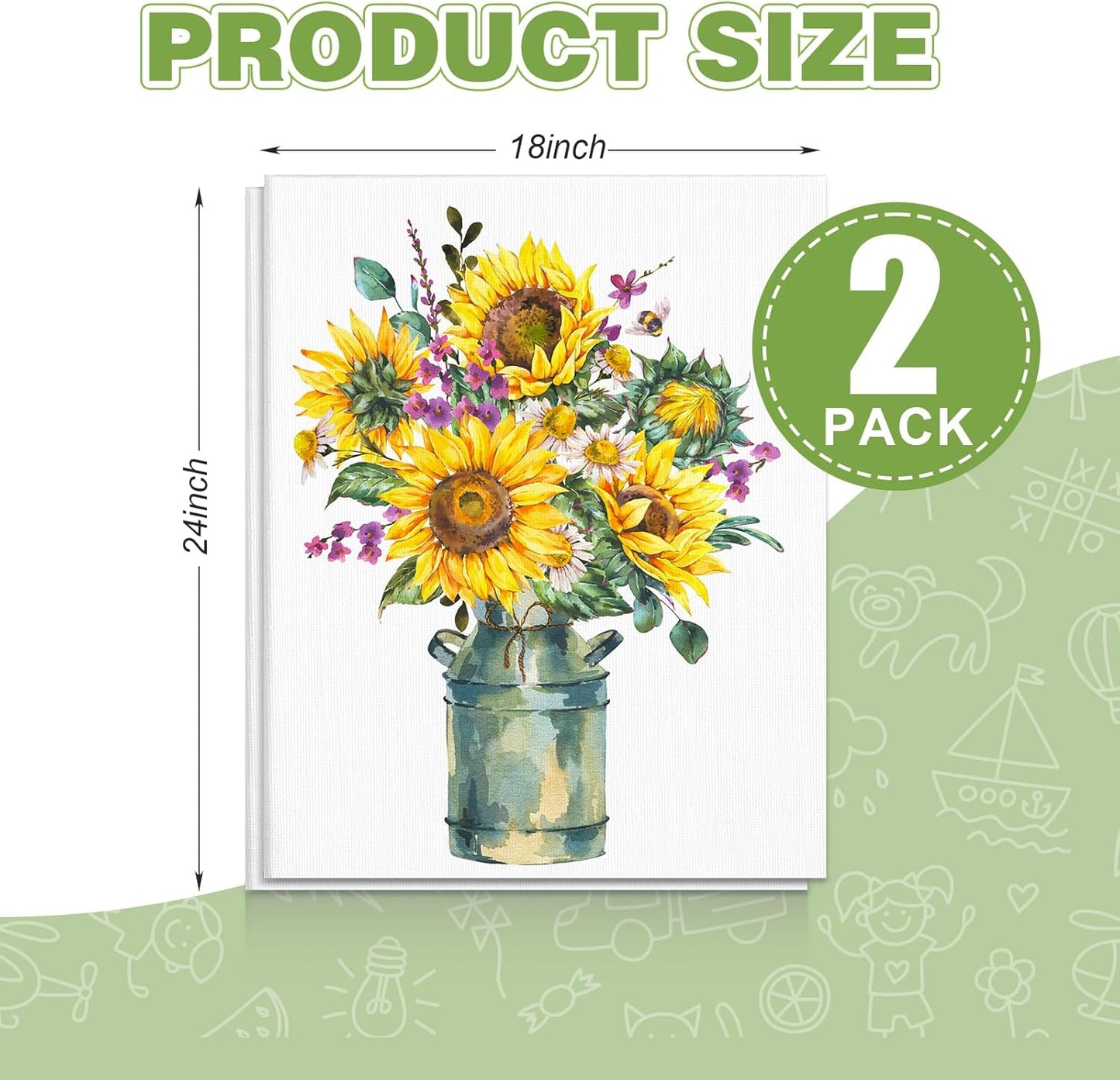 ESRICH Canvas for Painting 18x24 Inch, 2 Pack Canvas Boards for Painting Cotton Primed Acid Free Large Blank Canvases, Canvas Panels for Oil Paint, Watercolor, Acrylic Paint, Gouache and Tempera.
