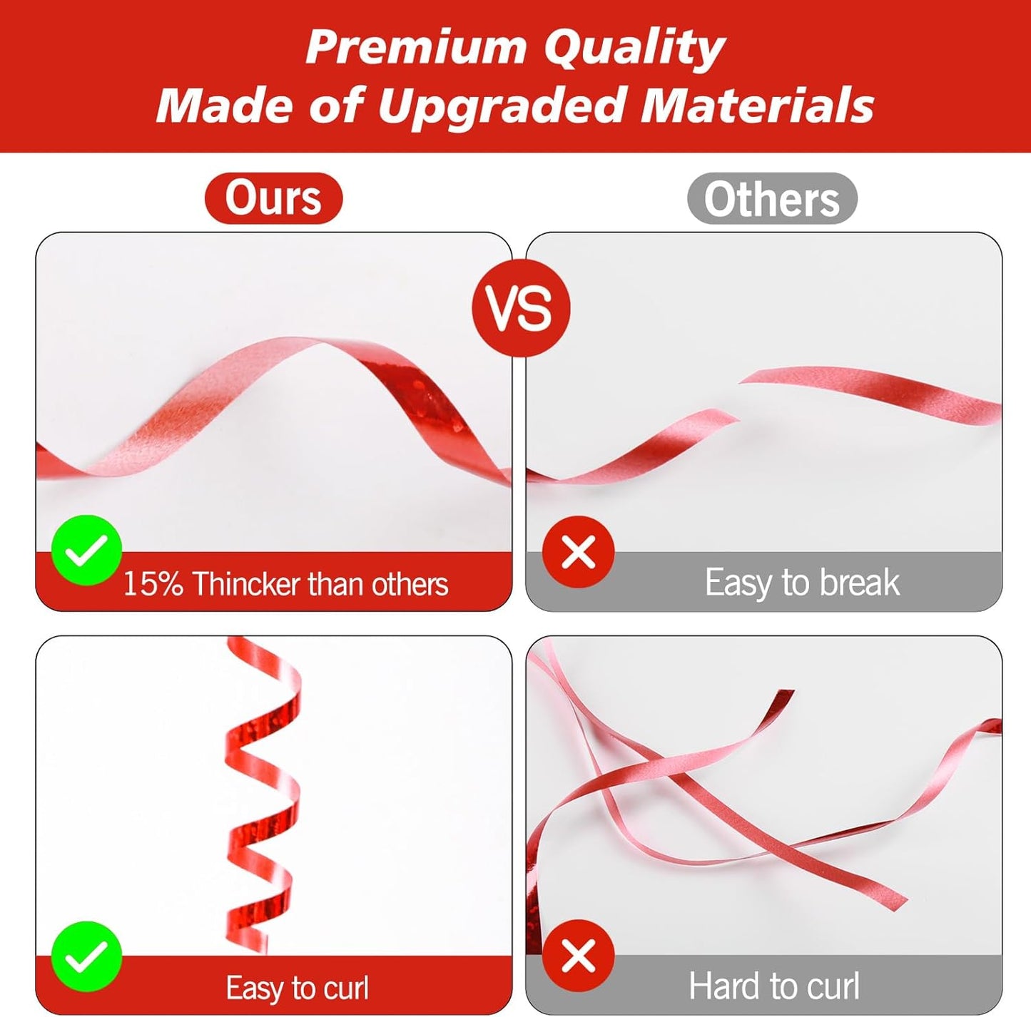 500 Yard Red Curling Ribbon, 3/16" Christmas Shiny Curly Ribbons for Crafts Gift Wrapping Supplies, Balloon String Ribbon, Gift Ribbons for Valentine's Day Birthday Wedding Party Decorations