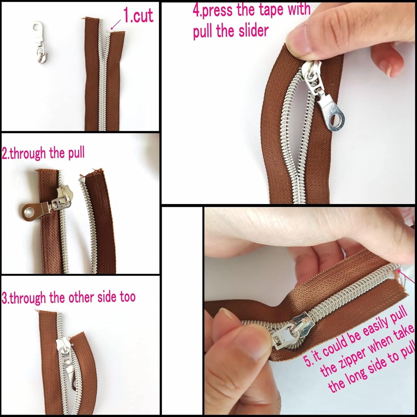 Leekayer #5 Silver Metallic Nylon Coil Zippers by The Yard Bulk 10 Yards Zipper Tape with 25pcs Silver Sliders for DIY Sewing Tailor Craft Bag (Navy Black)