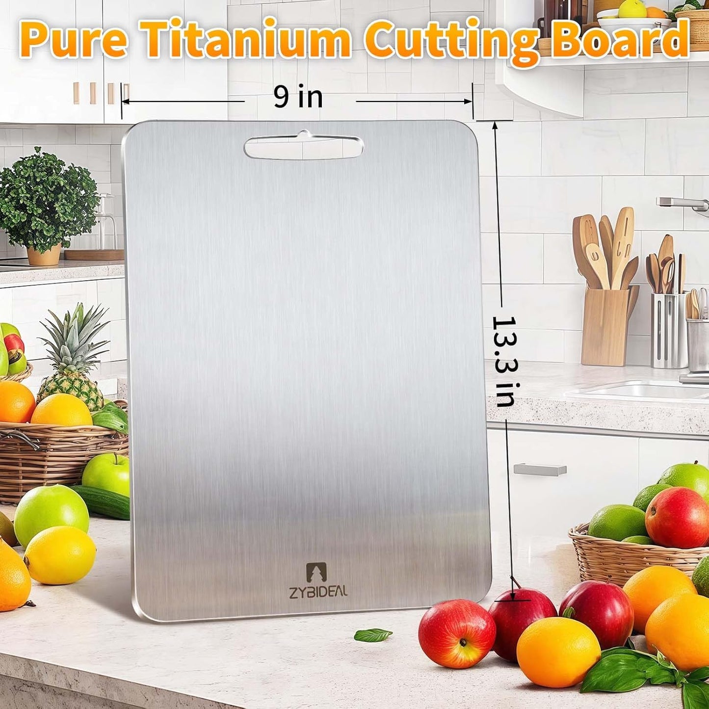 Pure Titanium Cutting Board, Stainless Cutting Boards for Kitchen, Double-Sided Food Grade Chopping for Meat, Vegetable & Fruit (10 * 14 IN)