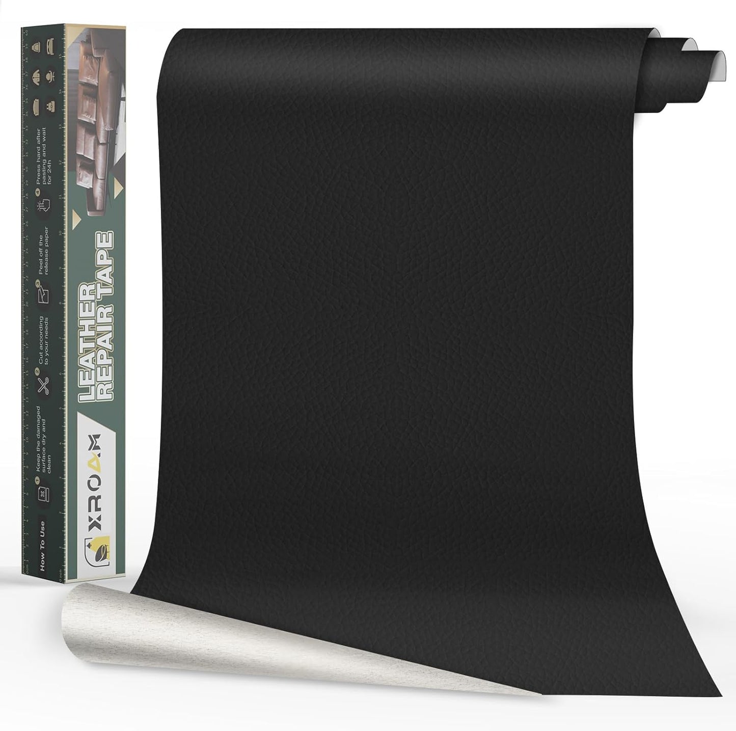 Leather Repair Tape, 16x40 inch Leather Patches for Furniture, Self Adhesive Leather Repair Patch for Sofas, Couches, Leather Covers, Seats, Chairs, Vinyl Repair Tape Black