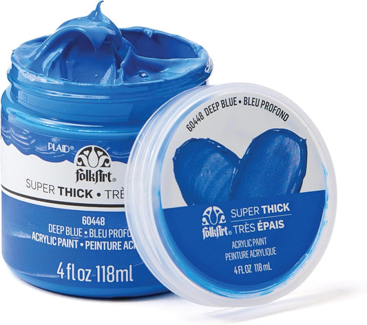 FolkArt Super Thick Acrylic Paint with a Textured Finish, Deep Blue, 4 oz