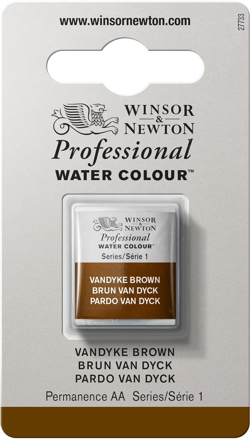 Winsor & Newton Professional Water Colour Paint, Half Pan, Vandyke Brown