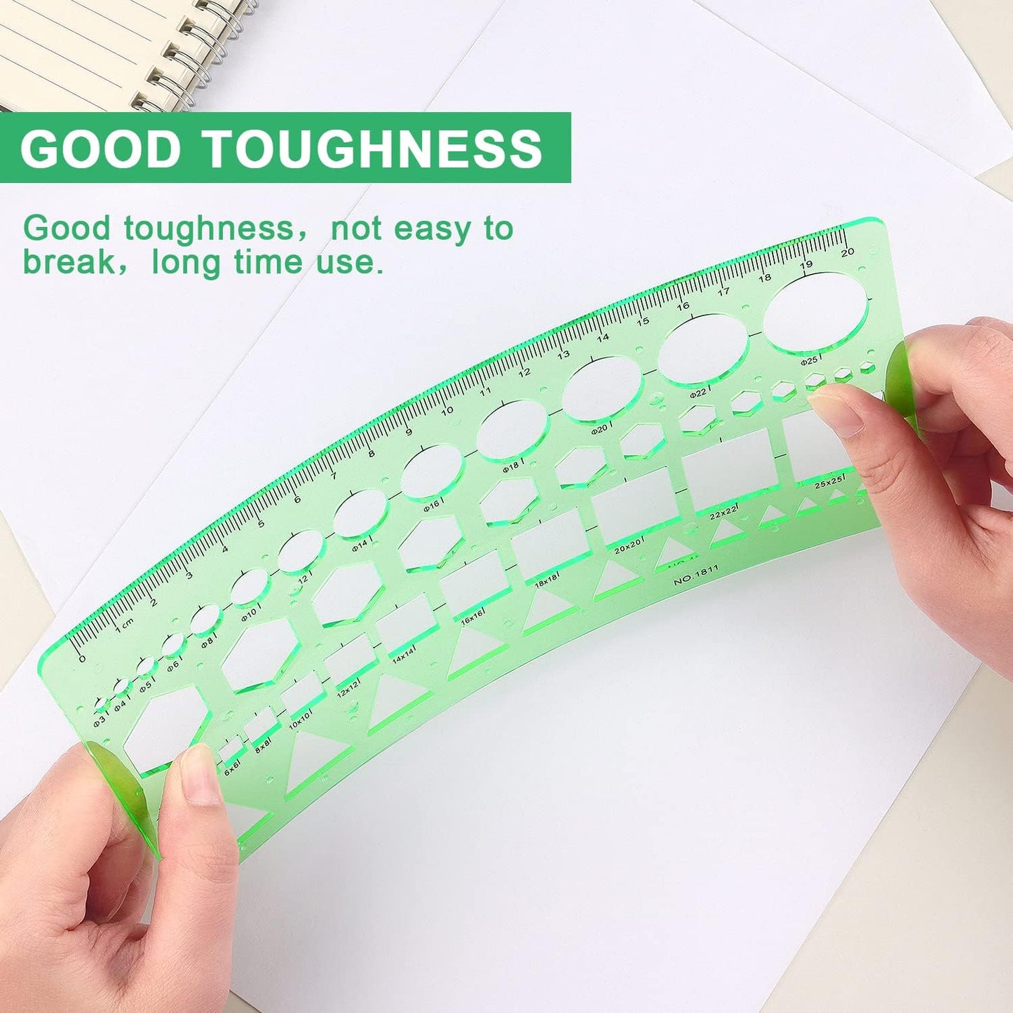 Tamaki Circle Template Measuring Geometry Ruler Geometric Drawings Stencils Rulers Scale Drafting Digital Drawing Set for Office and School Building Formwork Drawings Templates, 2 Pack