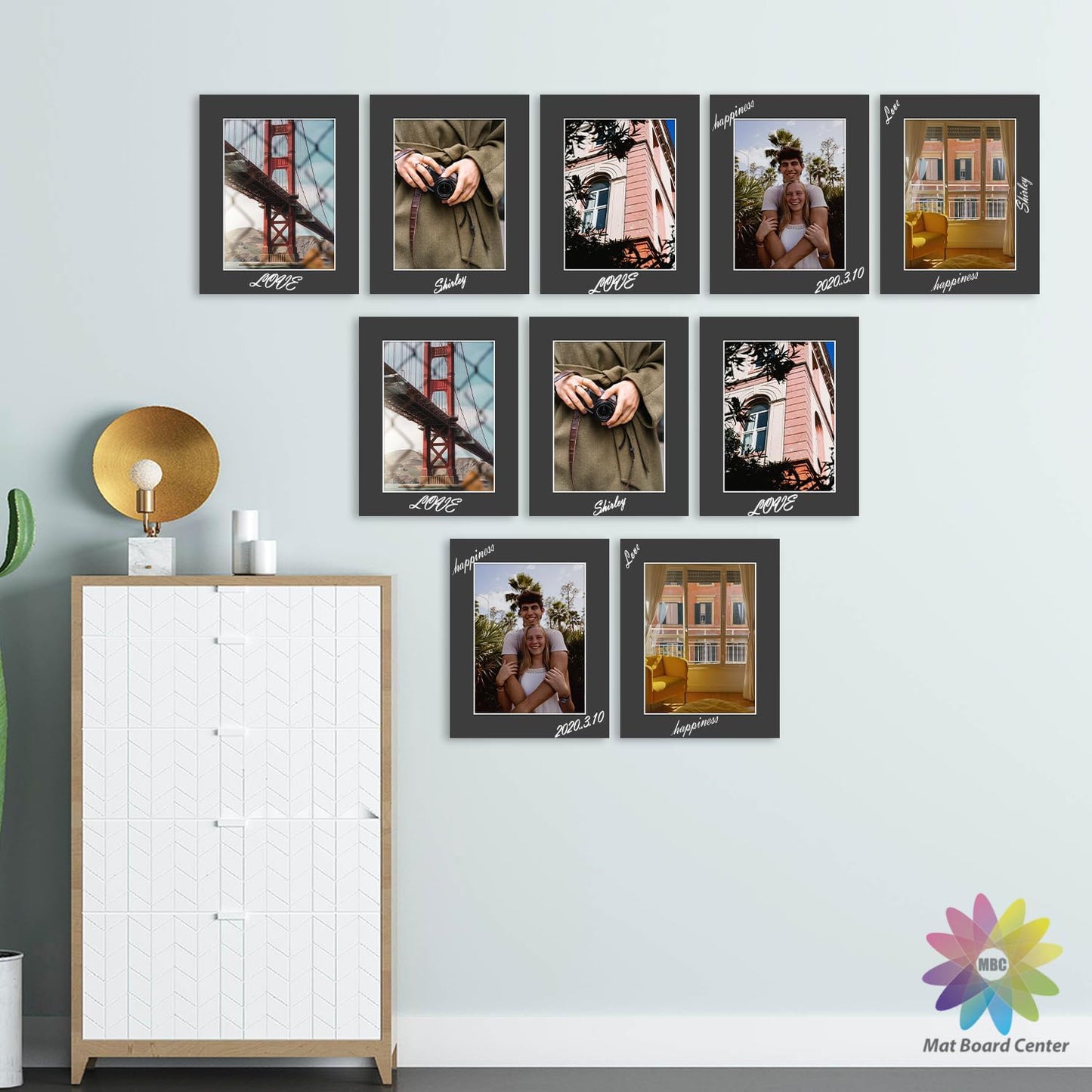 MBC MAT BOARD CENTER, 10 Pack 8x10 for 6x8 Black Picture Mats Frame Mattes, Bevel Cut, Acid Free, 4-ply Thickness