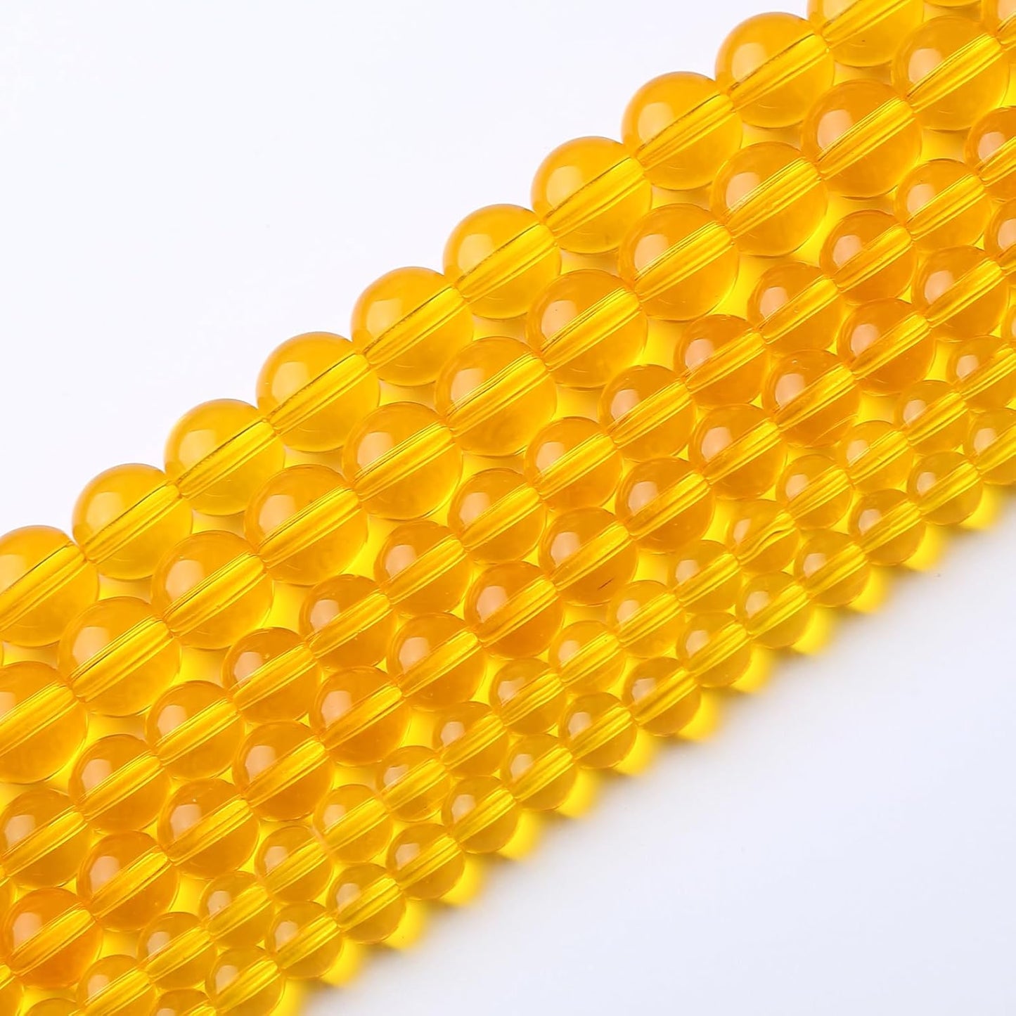 90pcs 4mm Smooth Yellow Crystal Glass Beads Citrine Round Loose Beads for Jewelry Making DIY Bracelet Necklace 15" Energy Healing Power Stone Beads