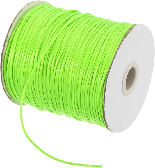 MECCANIXITY Waxed Cord 1.5mm Waxed Polyester Cord 175 Yard Wax String for Bracelet Making,Necklaces, Beading,Jewelry Making and DIY Crafts(Bright Green)