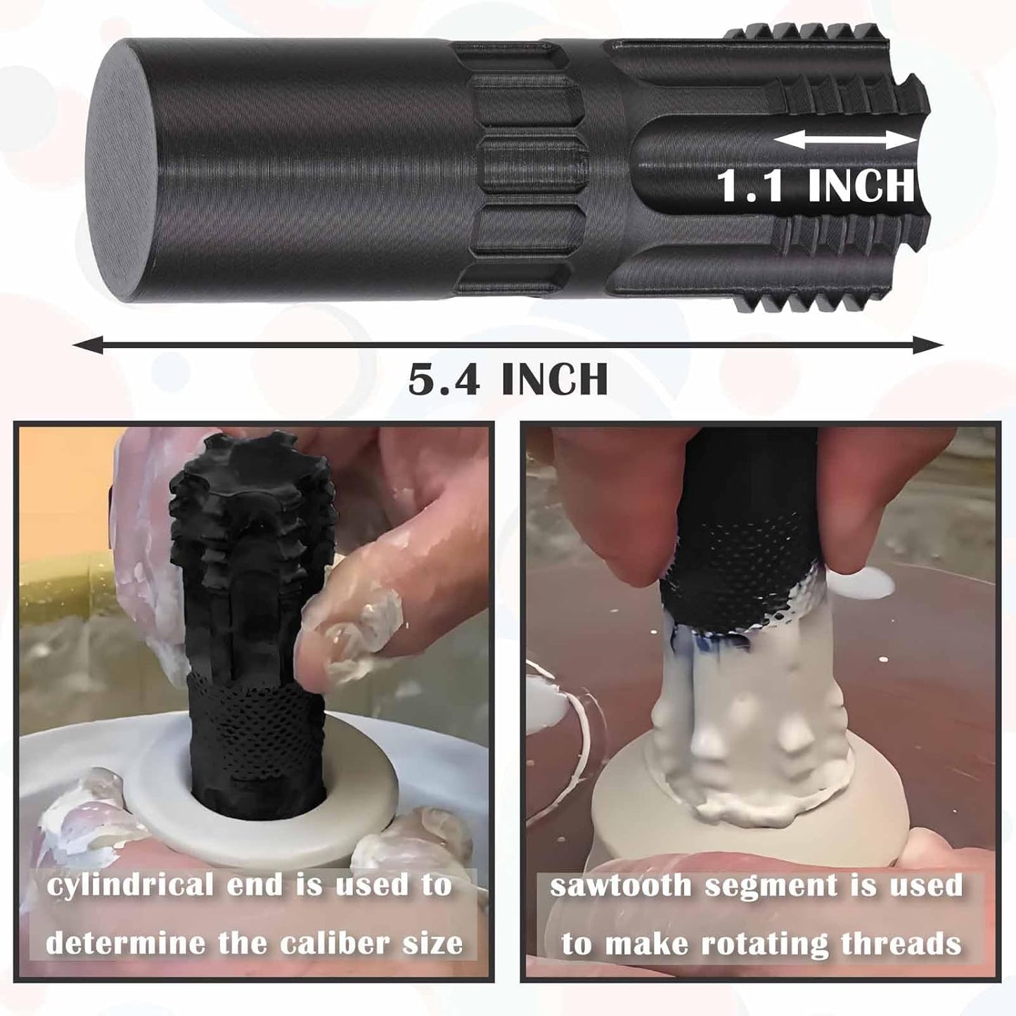 Pottery Clay Threading Making Kits, Clay Tap and Die Set for Jars and Lids Caps Thread (2 Inch Silk Black)