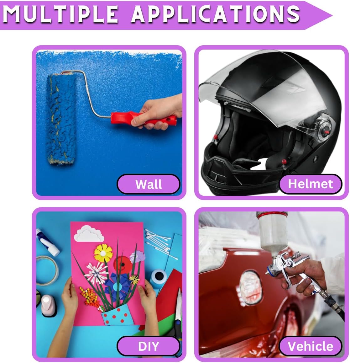 5 Rolls Pinstripe Tape - Masking Tape 1/16", 1/8", 1/4", 1/2", 3/4" - Thin Painters Masking Automotive Tape for DIY, Car, Auto, Paint, Art, Tumblers (Purple)