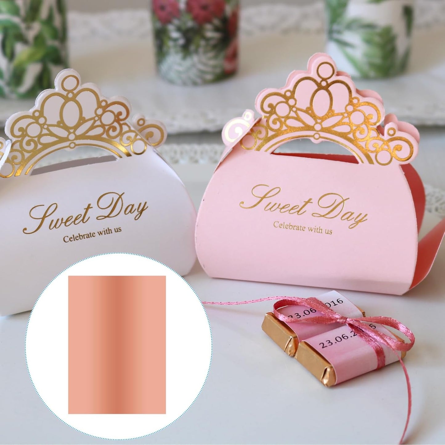 PATIKIL 11.7x8.3" Hot Stamping Foil Paper Sheet, 20 Sheets A4 Heat Transfer Hot Stamping Paper Foil for Leather DIY Logo Decor Craft Gift Package Scrapbook Card, Rose Gold