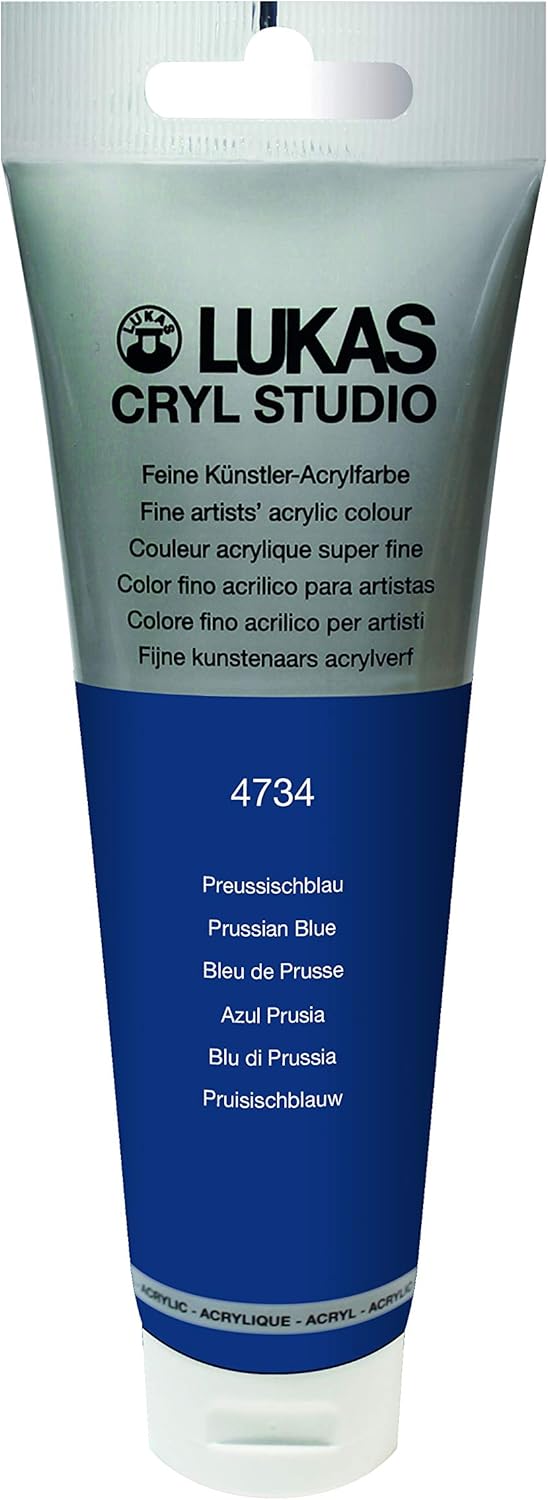 Lukas CRYL Studio Artist Acrylic Paint, Prussian Blue, 125 ml Tube - High Pigment Acrylic Paints for Canvas Painting, Large Scale Works - Medium-Viscosity, Water-Mixable, Fast Drying