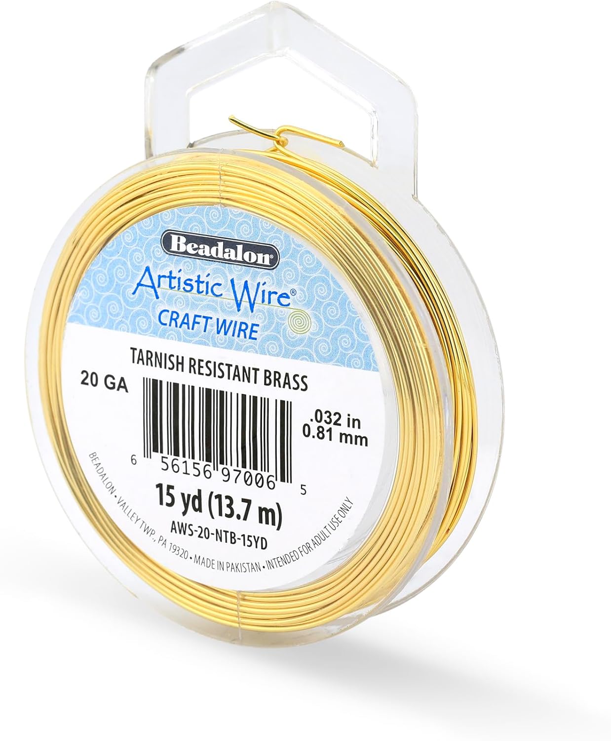 Artistic Wire, 20 Gauge Tarnish Resistant Brass Craft Wire, 15 yd