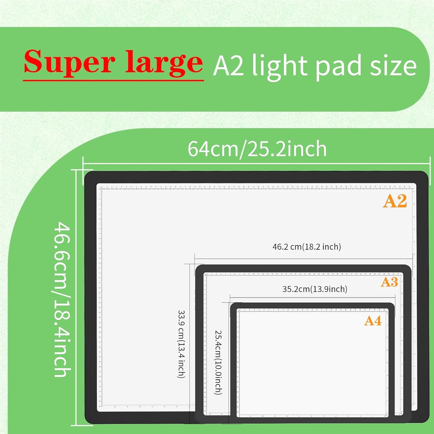 Phylosal Rechargeable A2 Light Pad for Diamond Painting 25.2''x18.4'', Magnetic Tracing Light Box for Drawing, Diamond Art Light Board with Side Button, Wireless LED Light Table for Sketching, Design