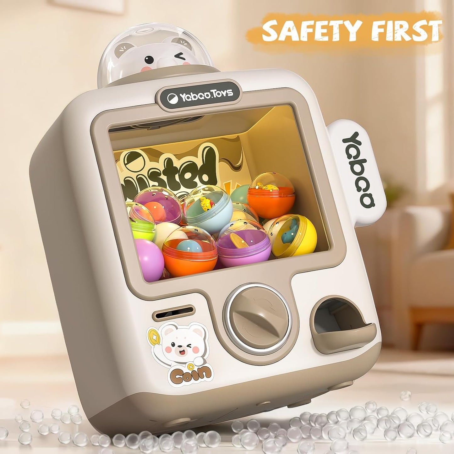 34 Pcs Claw Machine for Kids 3-12, Bears Gachapon Machine Toys for Girls 3 4 5 6 Year Old, Mini Vending Machine, Gumball Prize Machine Maker Game for Party, for Boys Girls 3 4 5 6 7 8