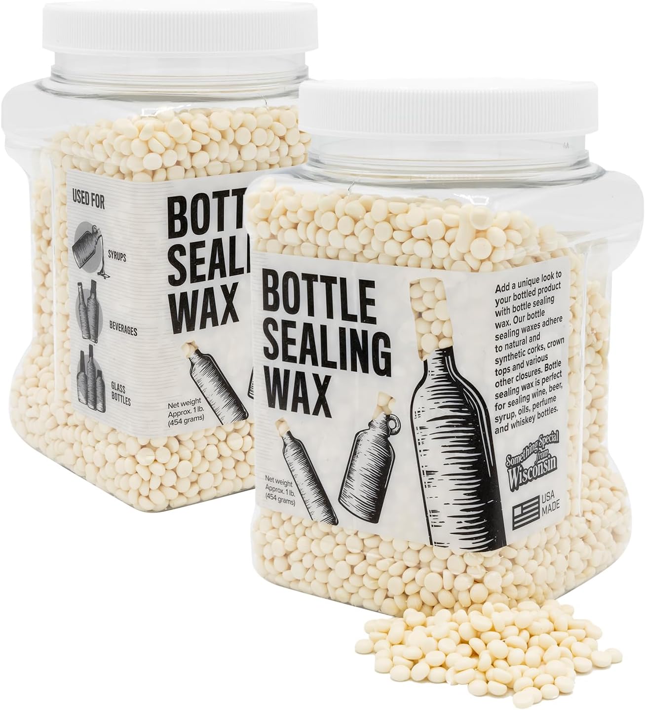 Blended Waxes, Inc. Bottle Sealing Wax, Pastille Wax Seal Beads For Wine, Beer, and Liquor Bottle Sealing, Seals Between 25-30 Bottles, 1 lb, Ivory Pearl