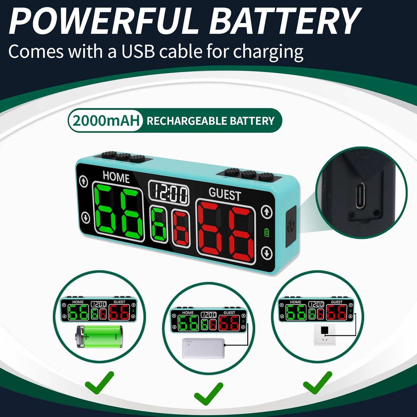 YZ Upgraded Digital Scoreboard with Timer, Mini Magnetic Electronic Scoreboard, LED Portable Scoreboard Basketball, Cornhole Score Keeper for Indoor&Outdoor Games
